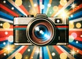 Vintage Camera Capturing Colorful Bokeh Background Retro Artistic Design Photography