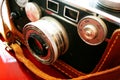 Vintage camera on cherry desk