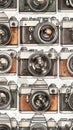 Vintage Camera Collection Illustration Pattern Royalty Free Stock Photo
