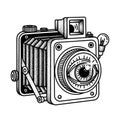 Vintage Camera with Eye Lens and Light Bulb Royalty Free Stock Photo