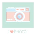 Vintage camera in a flat style. Photo camera old school. Royalty Free Stock Photo