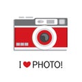 Vintage camera in a flat style. Photo camera old school. Royalty Free Stock Photo