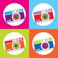 Vintage camera in a flat style. Photo camera old school. Royalty Free Stock Photo