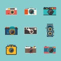 Vintage camera icon on blue background Royalty Free Stock Photo