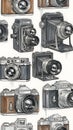Vintage Camera Illustrations on White Background Royalty Free Stock Photo