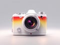 3d colorful camera isolated on gradient color background, isometric 3d design.