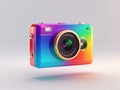 colorful 3d isometric camera isolated on gradient background