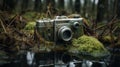 Vintage Post-apocalyptic Forest Camera With Moss