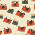 Vintage Camera Pattern with Artistic Retro Design Elements Royalty Free Stock Photo