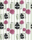 Vintage camera pattern Vector. Abstract background with roses. Detailed 3d illustrations Royalty Free Stock Photo