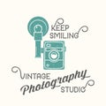 Vintage Camera Photography Studio Vector Label Royalty Free Stock Photo