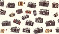 Vintage camera pattern background, retro photography design, Stock Photo, Generative AI Royalty Free Stock Photo