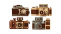 Vintage Camera Set: Different Models for Photography, vector design Generative AI Royalty Free Stock Photo