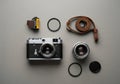A vintage camera setup displayed on Royalty Free Stock Photo