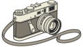 Vintage Camera with Strap Vector Illustration, vector design Generative AI Royalty Free Stock Photo