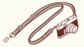 Vintage Camera with Strap on White Background, vector design Generative AI Royalty Free Stock Photo