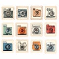 Vintage Camera Vector Icons Set 00452 - Claudia Tremblay Style Royalty Free Stock Photo