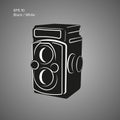 Vintage camera vector illustration. Antique photo equipment icon Royalty Free Stock Photo