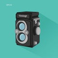 Vintage camera vector illustration. Antique photo equipment icon Royalty Free Stock Photo