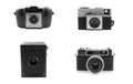 Vintage cameras isolated on white Royalty Free Stock Photo