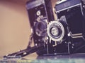 Vintage Cameras Old antique collection Royalty Free Stock Photo