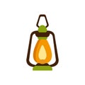 Vintage Camp LAntern, Camping And Hiking Outdoor Tourism Related Item Isolated Vector Illustration