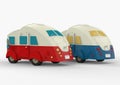 Vintage camping cars for all family. 3d render