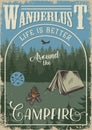 Vintage camping colorful poster