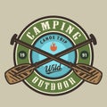 Vintage camping time round colorful logotype