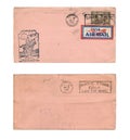 Vintage Canadian Air Mail Stained Envelope Front and Back from 1930