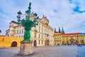 The vintage Candelabra gaslight on Castle Square, Prague, Czech Republic Royalty Free Stock Photo