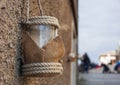 Vintage Candle glass lantern with rope hanging outdoor