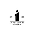 Vintage Candle Light Flame Logo Design Illustration