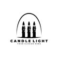 Vintage candle light flame logo vector illustration design