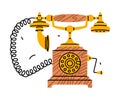 Vintage Candlestick Telephone with Hanging Transmitter Vector Illustration Royalty Free Stock Photo