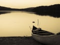 Vintage Canoe on Lake