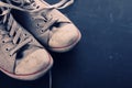 Vintage canvas shoes closeup Royalty Free Stock Photo