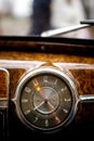 Vintage car brown marble dashboard with retro gauges. Royalty Free Stock Photo