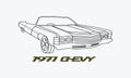 Vintage car 1971 chevy vector illustration. Old school american car. Retro auto icon