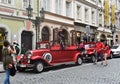 Vintage car for city tour in Prague. Royalty Free Stock Photo