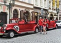 Vintage car for city tour in Prague. Royalty Free Stock Photo