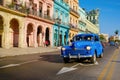 Vintage car and colorful buildings in Old Havana Royalty Free Stock Photo