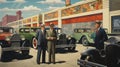 Vintage Car Dealership: Nostalgic Scene from the 1920s America Royalty Free Stock Photo