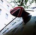 Vintage car detail, concept of British Patriotism shown as flag Royalty Free Stock Photo