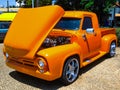 vintage car exhibition in brazil, old orange truck