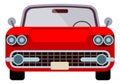 Vintage car front view. Classic old red auto Royalty Free Stock Photo