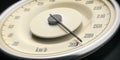Vintage car gauge speedometer closeup detail, black background. 3d illustration Royalty Free Stock Photo
