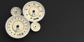 Vintage car gauges isolated on black background, copy space. 3d illustration