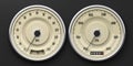 Vintage car gauges isolated on black background. 3d illustration