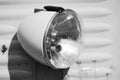 Vintage car headlight in black and white Royalty Free Stock Photo